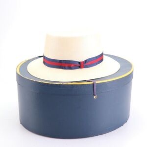 Vintage Dobbs Optimo Shantung Panama Straw Hat Woth Hat Box